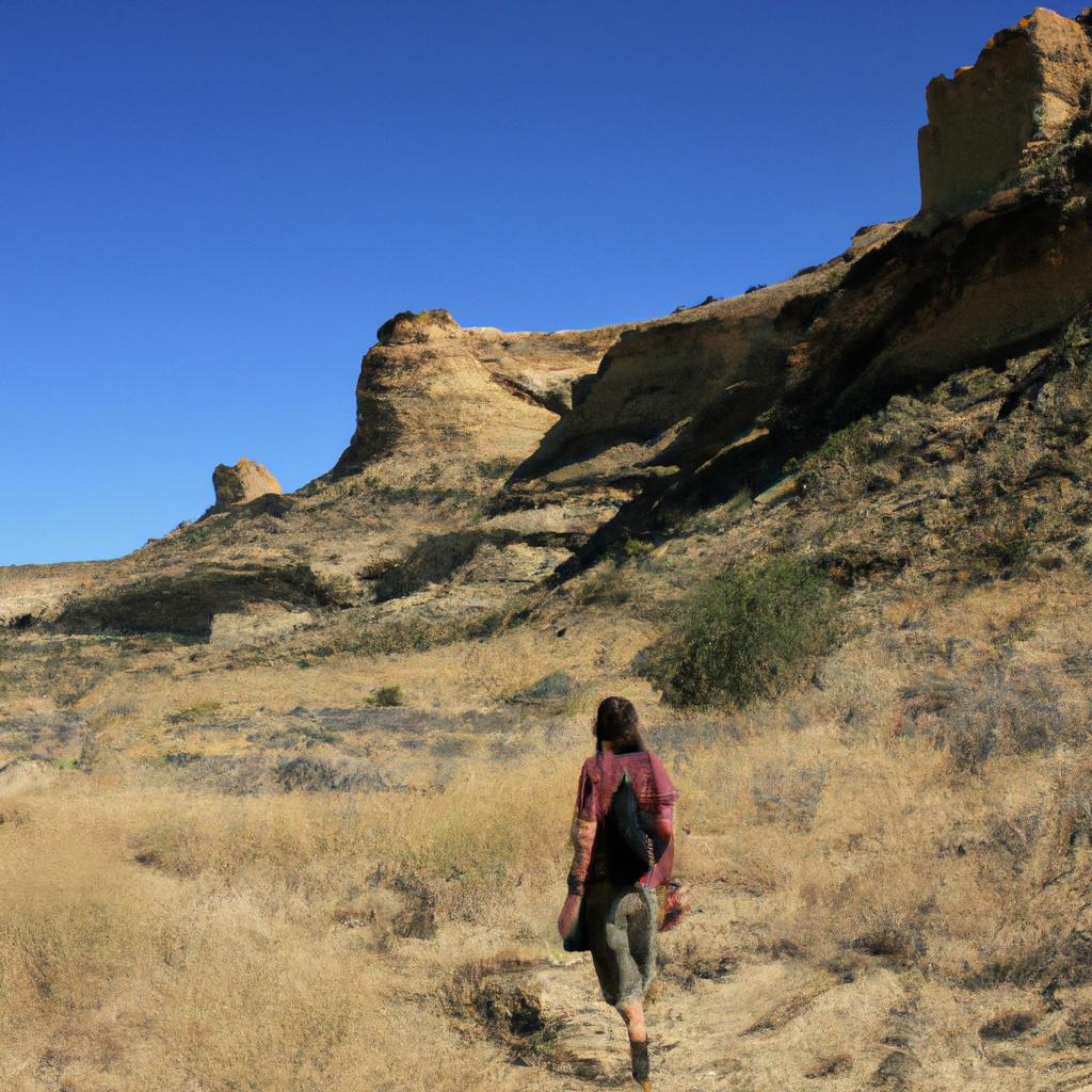 Person hiking in Chaco Canyon
