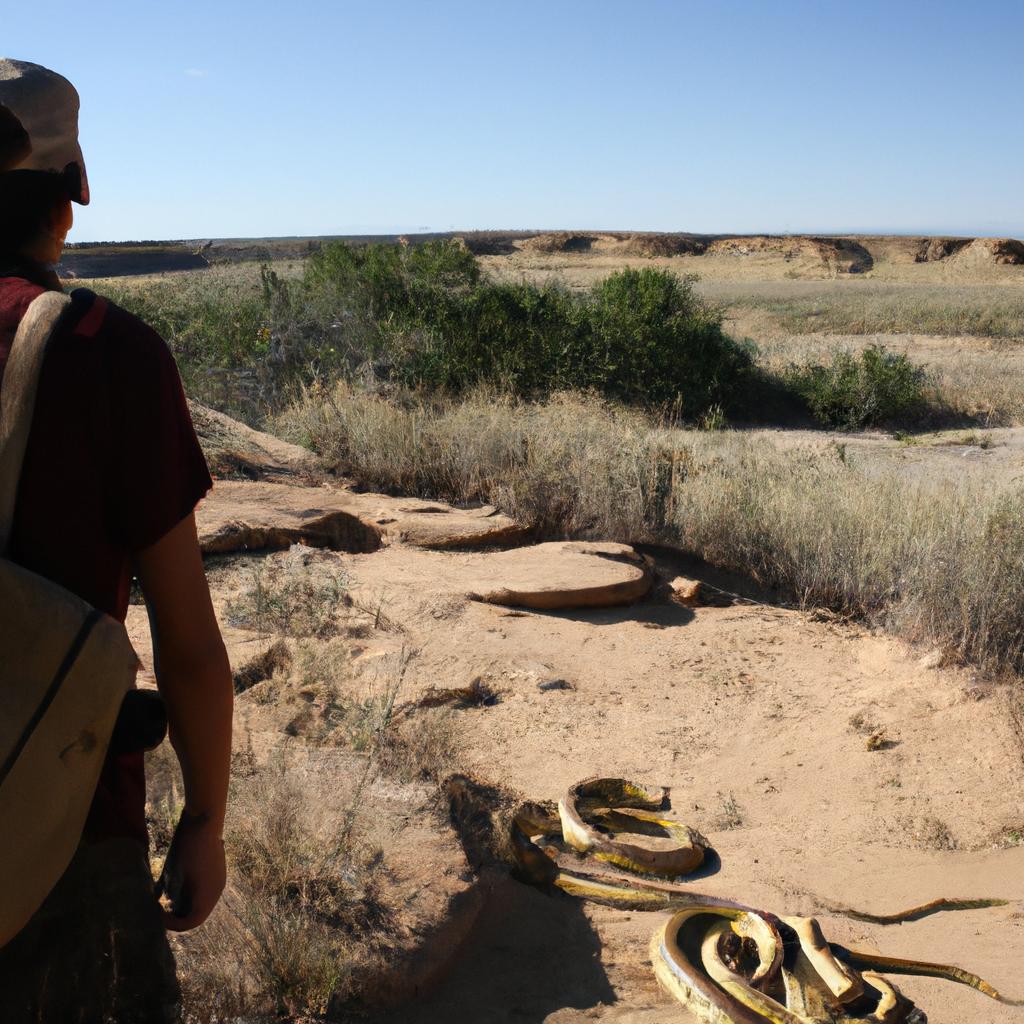Person observing rattlesnakes in Chaco